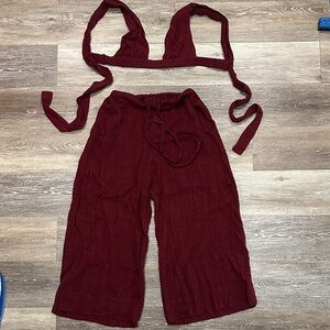 Urban Outfitters Burgundy Jumpsuit